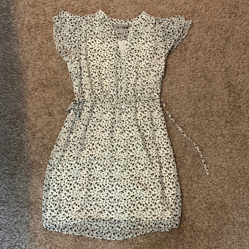 Floral white and black dress